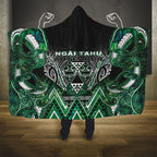 Aotearoa Ngai Tahu Hooded Blanket Maori Tribal Dark Green Paua Shell Pattern