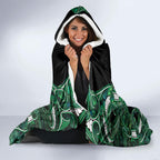 Aotearoa Ngai Tahu Hooded Blanket Maori Tribal Dark Green Paua Shell Pattern