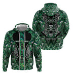Aotearoa Ngai Tahu Hoodie Maori Tribal Dark Green Paua Shell Pattern