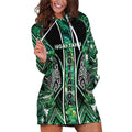 Aotearoa Ngai Tahu Hoodie Dress Maori Tribal Dark Green Paua Shell Pattern