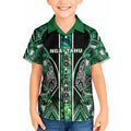 Aotearoa Ngai Tahu Kid Hawaiian Shirt Maori Tribal Dark Green Paua Shell Pattern