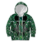 Aotearoa Ngai Tahu Kid Hoodie Maori Tribal Dark Green Paua Shell Pattern