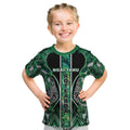 Aotearoa Ngai Tahu Kid T Shirt Maori Tribal Dark Green Paua Shell Pattern