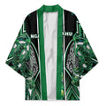 Aotearoa Ngai Tahu Kimono Maori Tribal Dark Green Paua Shell Pattern