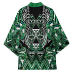 Aotearoa Ngai Tahu Kimono Maori Tribal Dark Green Paua Shell Pattern
