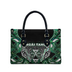 Aotearoa Ngai Tahu Leather Bag Maori Tribal Dark Green Paua Shell Pattern