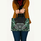 Aotearoa Ngai Tahu Leather Bag Maori Tribal Dark Green Paua Shell Pattern