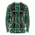Aotearoa Ngai Tahu Long Sleeve Shirt Maori Tribal Dark Green Paua Shell Pattern