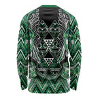 Aotearoa Ngai Tahu Long Sleeve Shirt Maori Tribal Dark Green Paua Shell Pattern