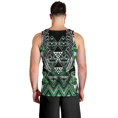 Aotearoa Ngai Tahu Men Tank Top Maori Tribal Dark Green Paua Shell Pattern