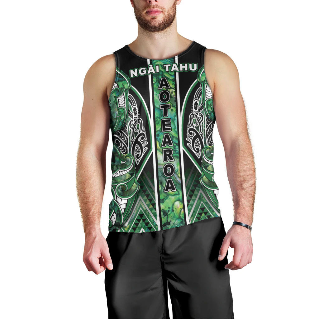 Aotearoa Ngai Tahu Men Tank Top Maori Tribal Dark Green Paua Shell Pattern