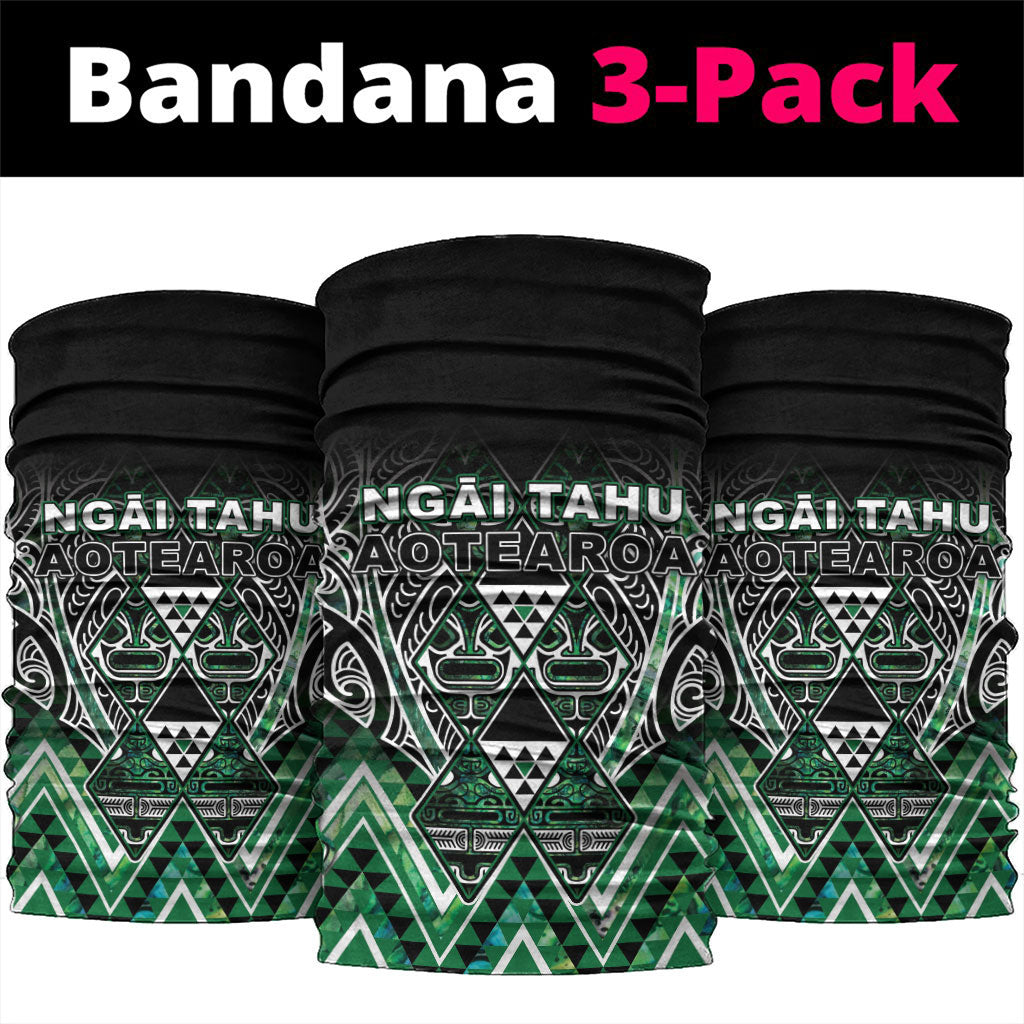 Aotearoa Ngai Tahu Neck Gaiter Maori Tribal Dark Green Paua Shell Pattern