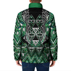 Aotearoa Ngai Tahu Padded Jacket Maori Tribal Dark Green Paua Shell Pattern