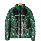 Aotearoa Ngai Tahu Padded Jacket Maori Tribal Dark Green Paua Shell Pattern