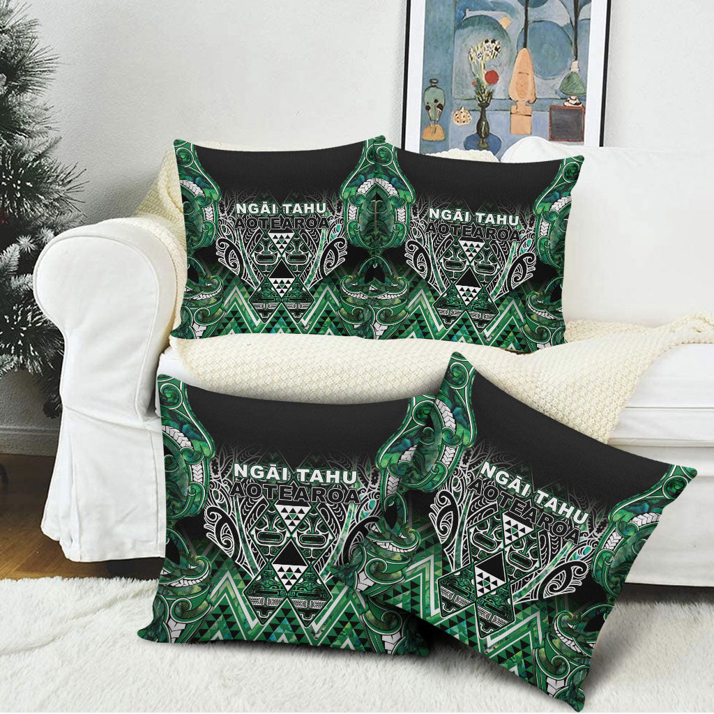 Aotearoa Ngai Tahu Pillow Cover Maori Tribal Dark Green Paua Shell Pattern