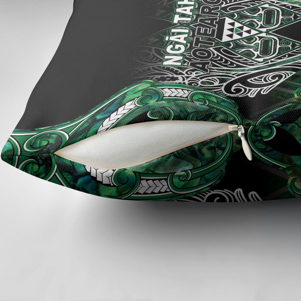 Aotearoa Ngai Tahu Pillow Cover Maori Tribal Dark Green Paua Shell Pattern