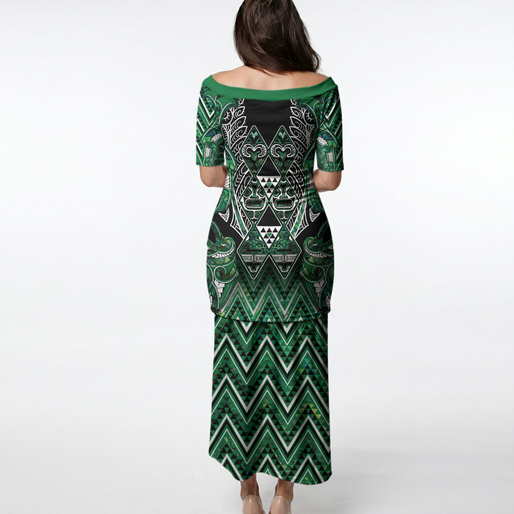 Aotearoa Ngai Tahu Puletasi Maori Tribal Dark Green Paua Shell Pattern