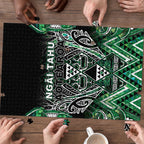 Aotearoa Ngai Tahu Puzzle Maori Tribal Dark Green Paua Shell Pattern