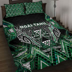 Aotearoa Ngai Tahu Quilt Bed Set Maori Tribal Dark Green Paua Shell Pattern