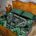 Aotearoa Ngai Tahu Quilt Bed Set Maori Tribal Dark Green Paua Shell Pattern