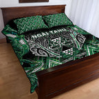Aotearoa Ngai Tahu Quilt Bed Set Maori Tribal Dark Green Paua Shell Pattern