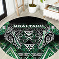 Aotearoa Ngai Tahu Round Carpet Maori Tribal Dark Green Paua Shell Pattern