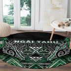 Aotearoa Ngai Tahu Round Carpet Maori Tribal Dark Green Paua Shell Pattern