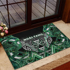 Aotearoa Ngai Tahu Rubber Doormat Maori Tribal Dark Green Paua Shell Pattern