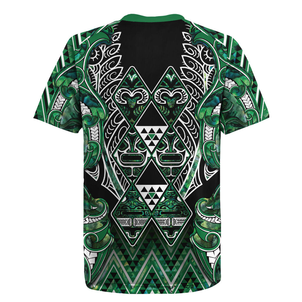 Aotearoa Ngai Tahu Rugby Jersey Maori Tribal Dark Green Paua Shell Pattern