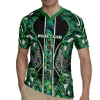 Aotearoa Ngai Tahu Rugby Jersey Maori Tribal Dark Green Paua Shell Pattern