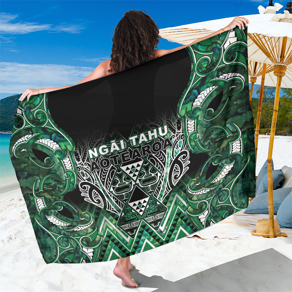 Aotearoa Ngai Tahu Sarong Maori Tribal Dark Green Paua Shell Pattern
