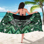 Aotearoa Ngai Tahu Sarong Maori Tribal Dark Green Paua Shell Pattern