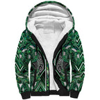 Aotearoa Ngai Tahu Sherpa Hoodie Maori Tribal Dark Green Paua Shell Pattern