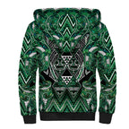 Aotearoa Ngai Tahu Sherpa Hoodie Maori Tribal Dark Green Paua Shell Pattern