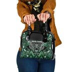 Aotearoa Ngai Tahu Shoulder Handbag Maori Tribal Dark Green Paua Shell Pattern