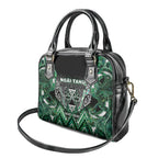 Aotearoa Ngai Tahu Shoulder Handbag Maori Tribal Dark Green Paua Shell Pattern