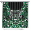 Aotearoa Ngai Tahu Shower Curtain Maori Tribal Dark Green Paua Shell Pattern