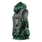 Aotearoa Ngai Tahu Sleeveless Hoodie Maori Tribal Dark Green Paua Shell Pattern