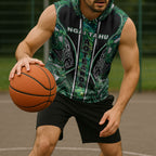 Aotearoa Ngai Tahu Sleeveless Hoodie Maori Tribal Dark Green Paua Shell Pattern