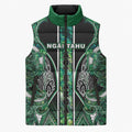Aotearoa Ngai Tahu Sleeveless Puffer Jacket Maori Tribal Dark Green Paua Shell Pattern