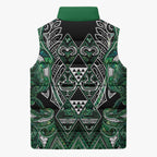 Aotearoa Ngai Tahu Sleeveless Puffer Jacket Maori Tribal Dark Green Paua Shell Pattern