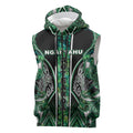 Aotearoa Ngai Tahu Sleeveless Zip Hoodie Maori Tribal Dark Green Paua Shell Pattern