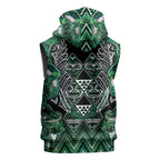 Aotearoa Ngai Tahu Sleeveless Zip Hoodie Maori Tribal Dark Green Paua Shell Pattern
