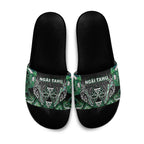 Aotearoa Ngai Tahu Slide Sandals Maori Tribal Dark Green Paua Shell Pattern