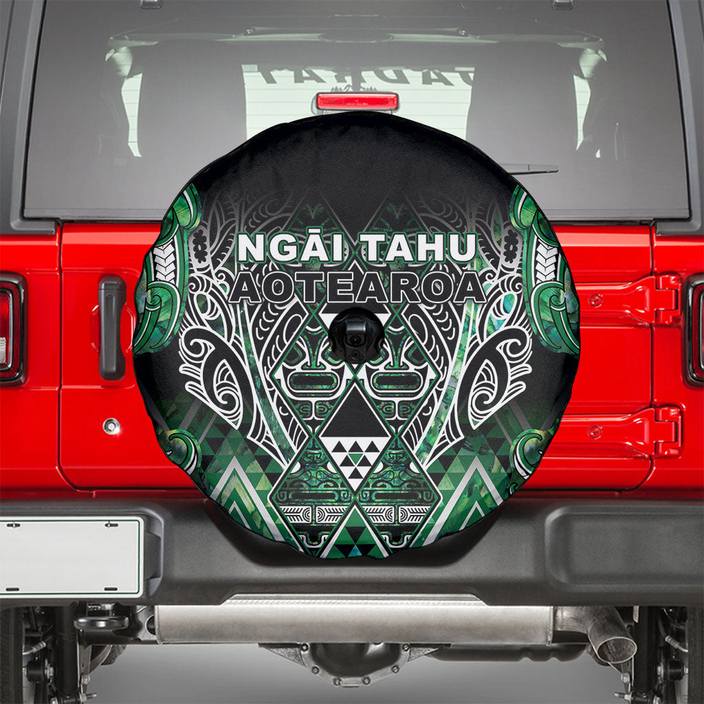 Aotearoa Ngai Tahu Spare Tire Cover Maori Tribal Dark Green Paua Shell Pattern