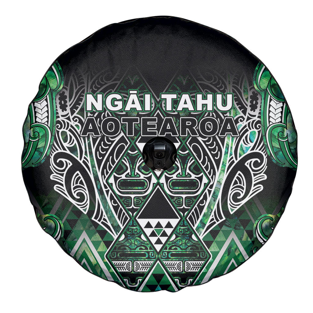 Aotearoa Ngai Tahu Spare Tire Cover Maori Tribal Dark Green Paua Shell Pattern