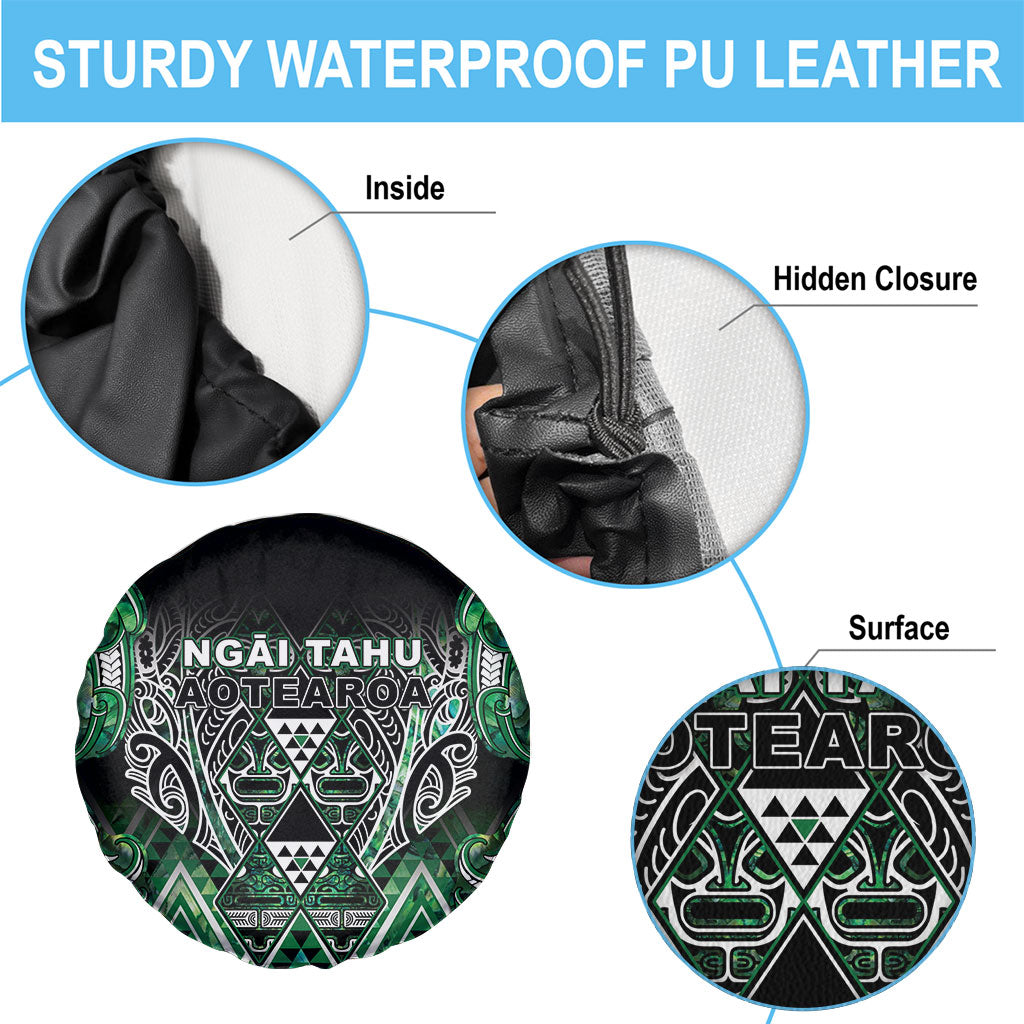 Aotearoa Ngai Tahu Spare Tire Cover Maori Tribal Dark Green Paua Shell Pattern