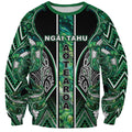Aotearoa Ngai Tahu Sweatshirt Maori Tribal Dark Green Paua Shell Pattern