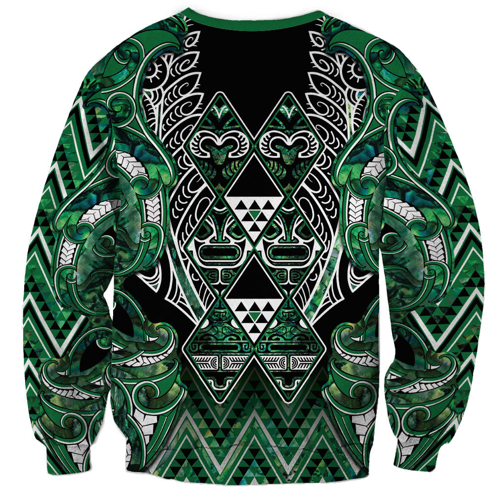 Aotearoa Ngai Tahu Sweatshirt Maori Tribal Dark Green Paua Shell Pattern