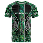 Aotearoa Ngai Tahu T Shirt Maori Tribal Dark Green Paua Shell Pattern